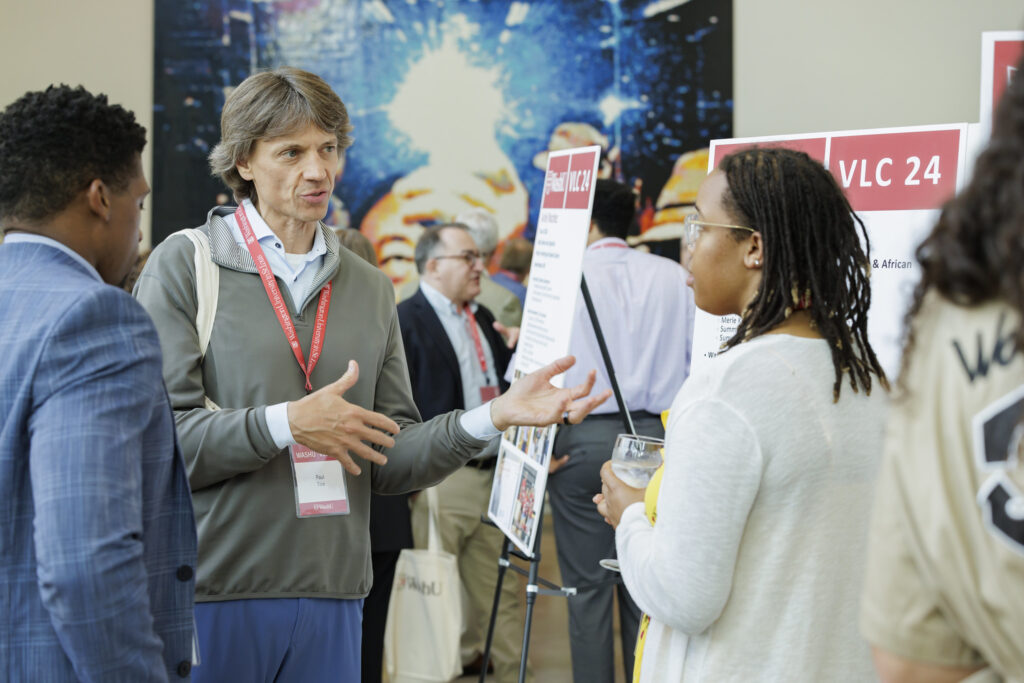 volunteers chatting at conference