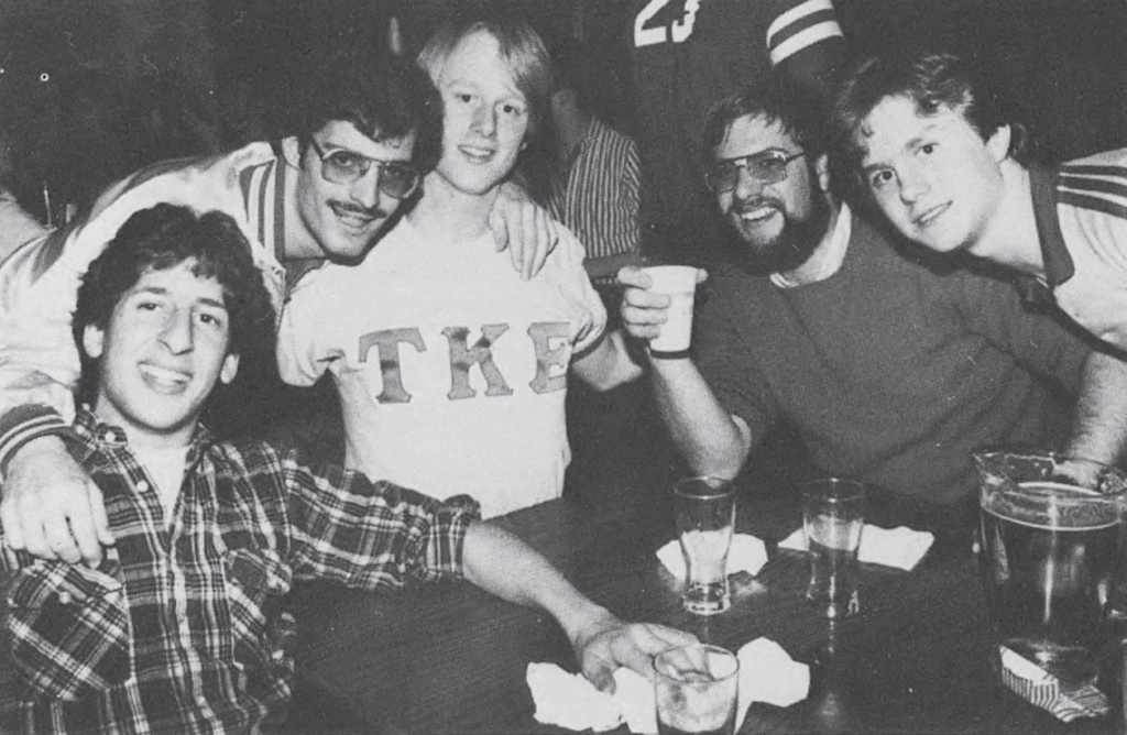 Students hanging out at The Rat in the 1980s