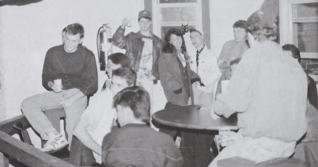 Students partying at The Rat in the 1990s