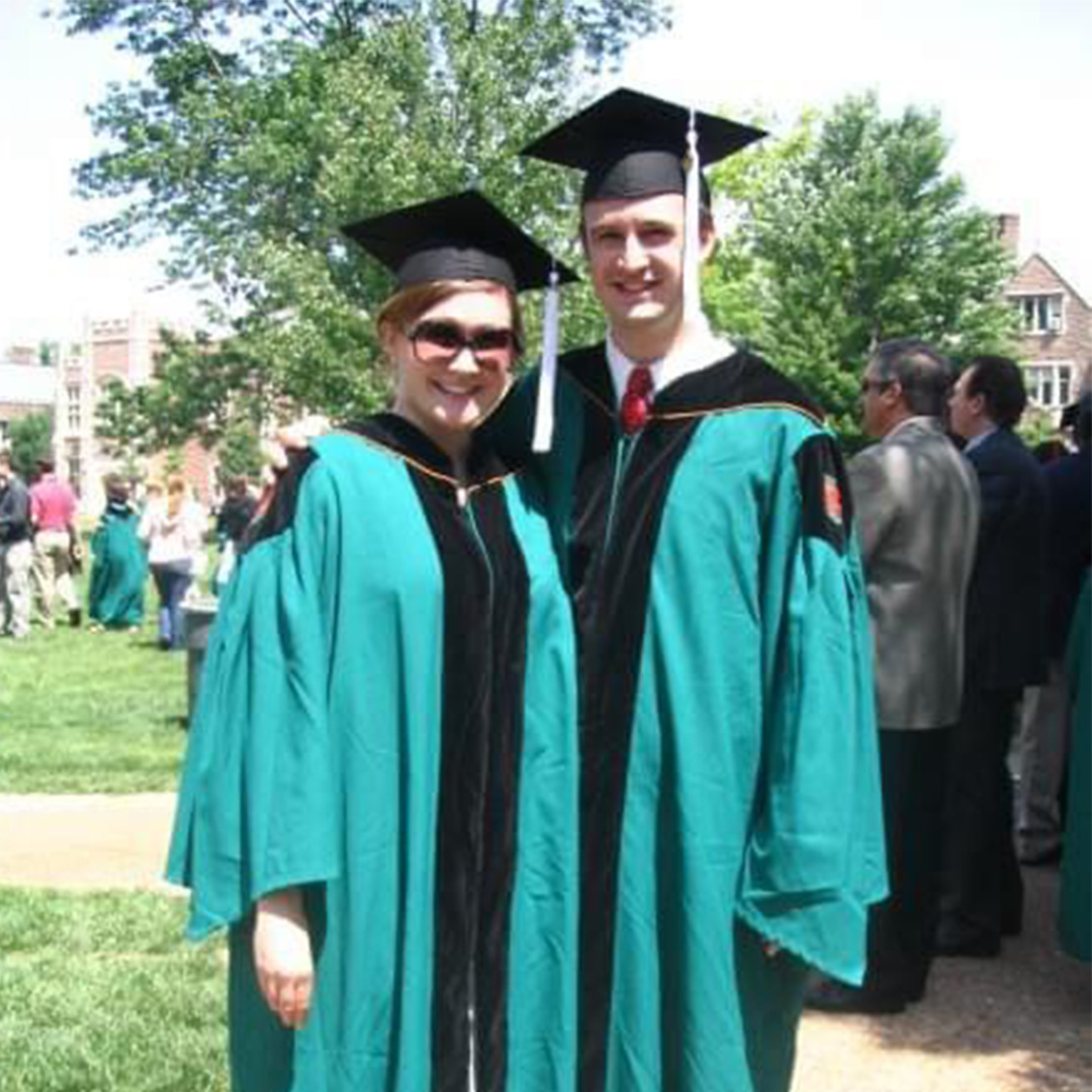 Amy and Chris at their WashU Commencement
