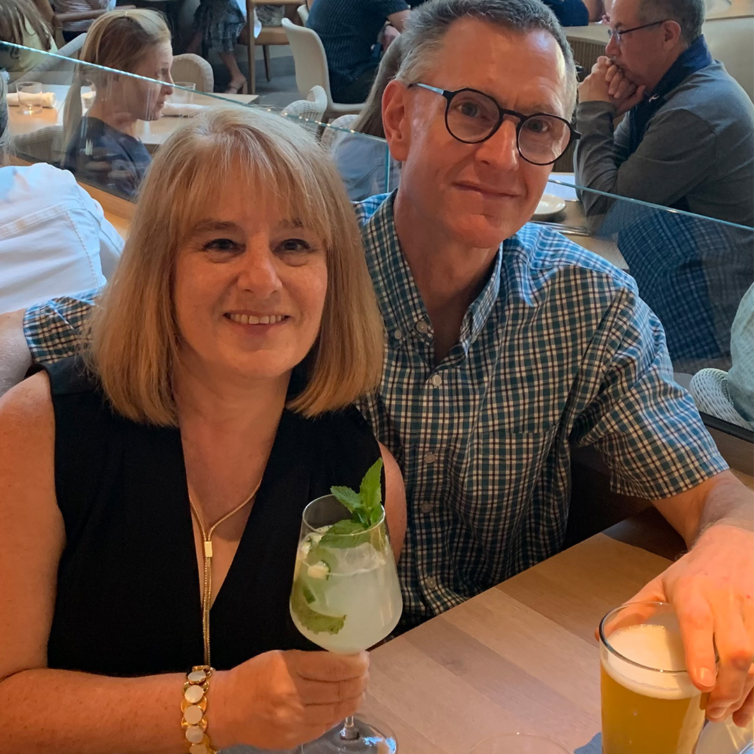 Recent photo of Janet and John at a restaurant