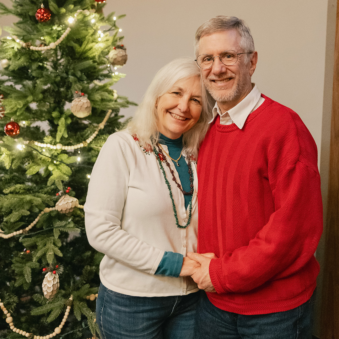 Recent photo of Corinne and Fred at Christmas