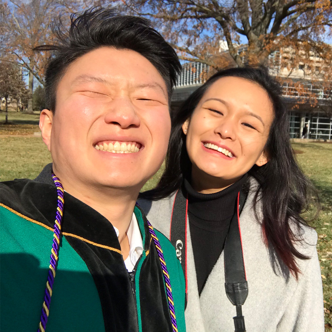 Hanlu and Tony pictured at WashU Commencement