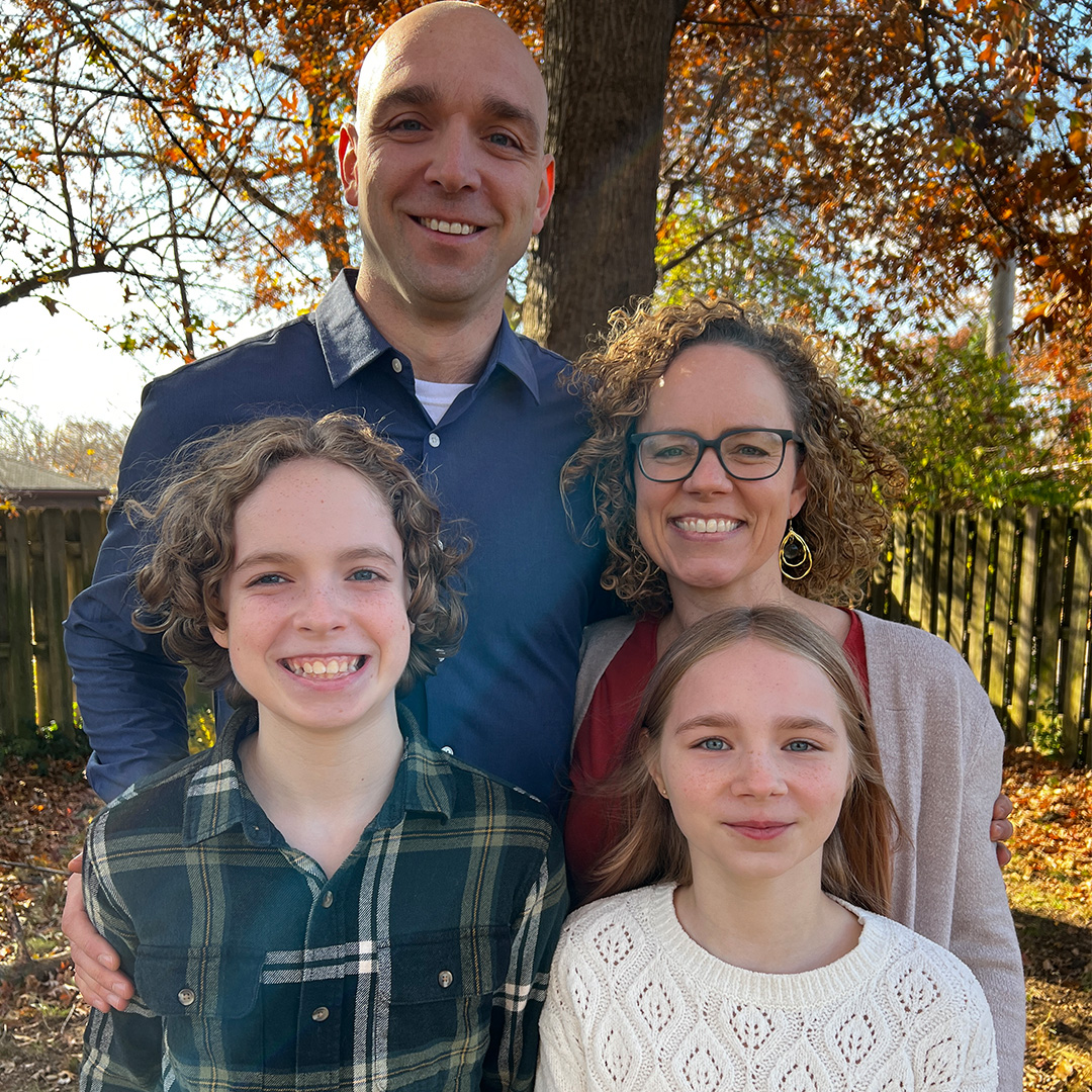 Recent photo of Emily and James with their two children