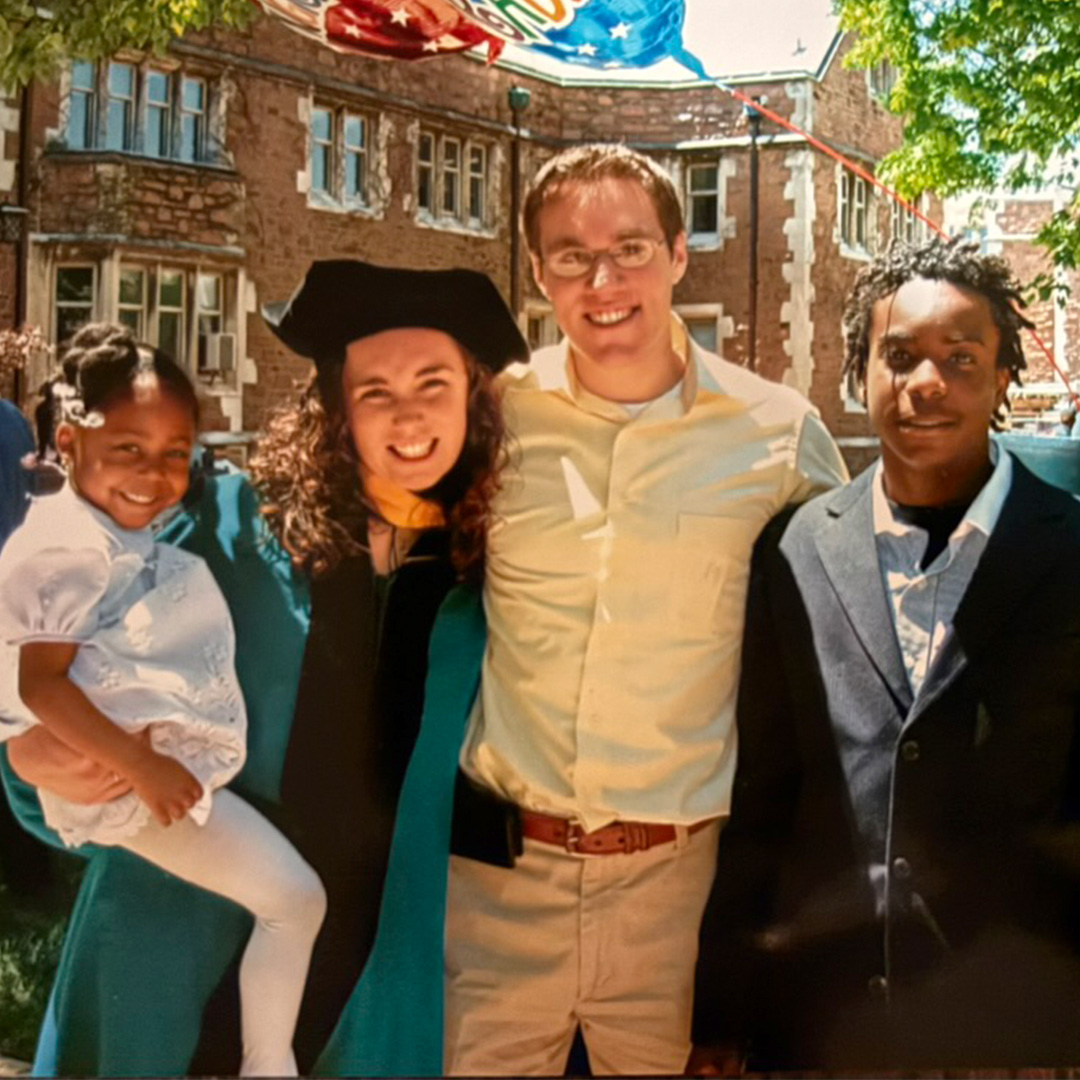 Stephanie and Evan pictured at Stephanie's WashU Brown School Commencement