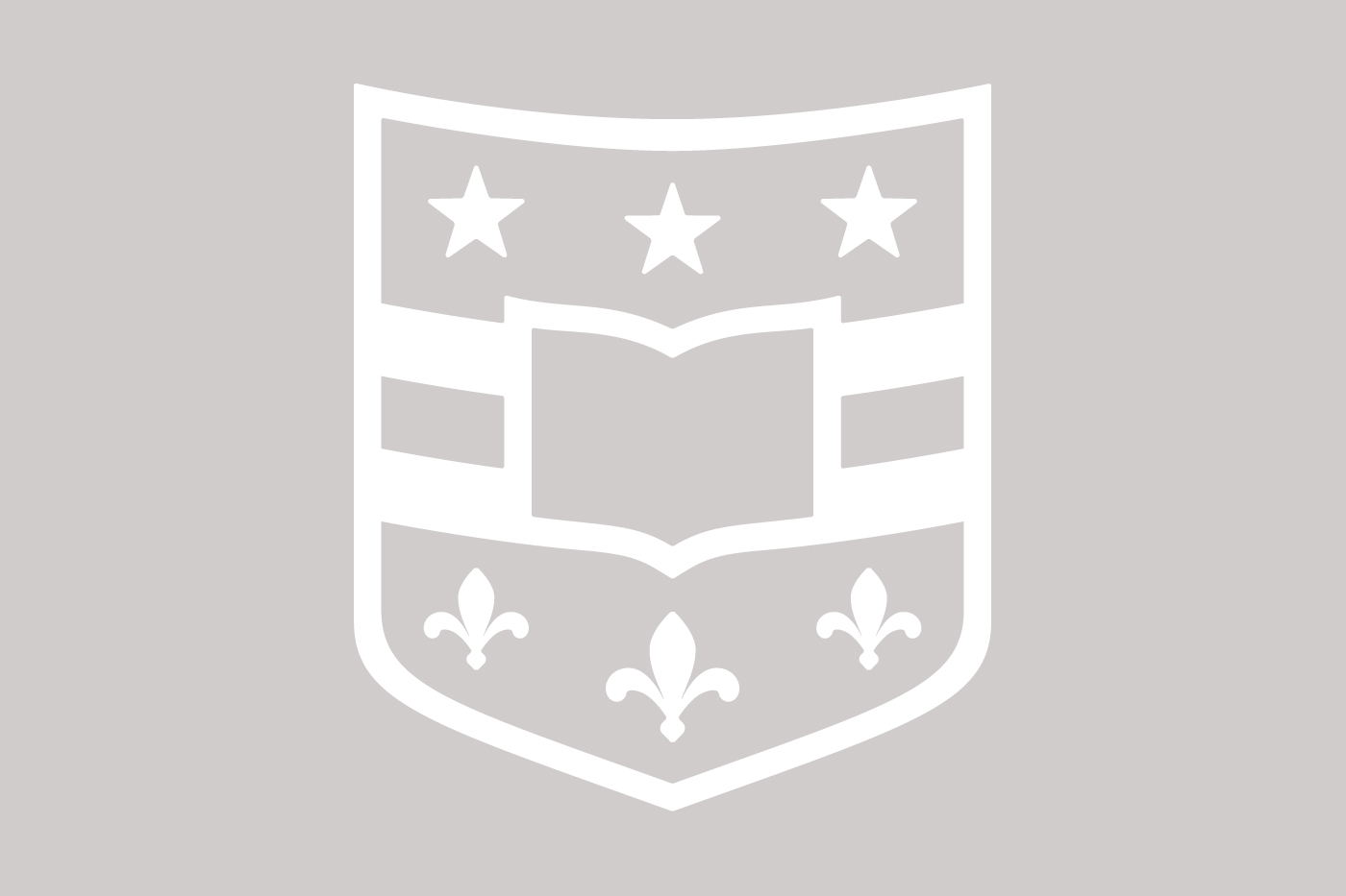 white WashU shield on gray background
