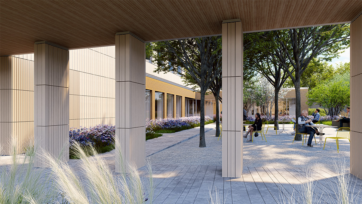 rendering of Hirsch Center courtyard