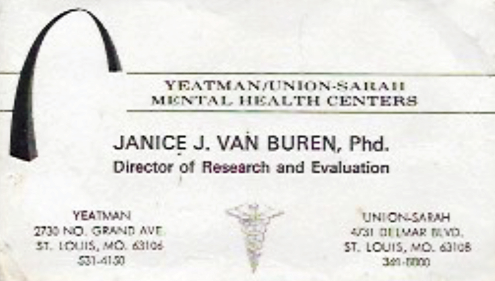 Business card of Janice Jackson Van Buren