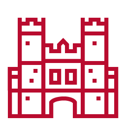 red icon of Brookings Hall