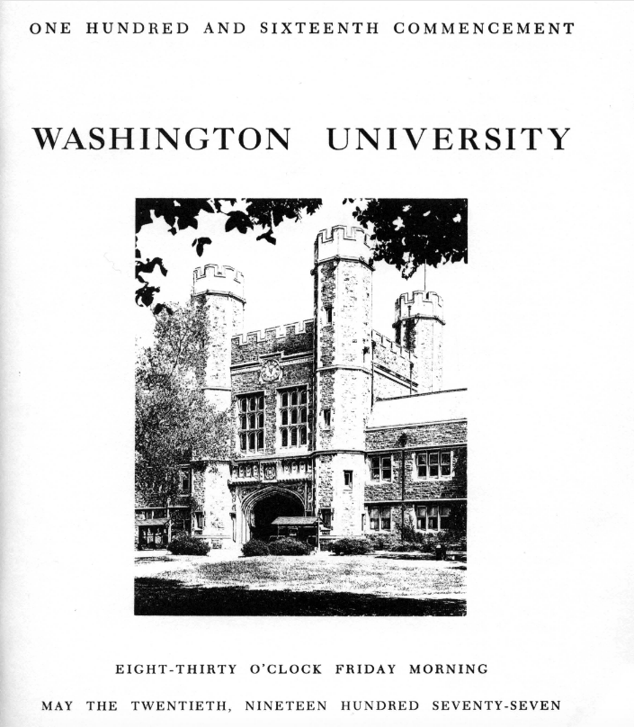 1977 commencement booklet cover